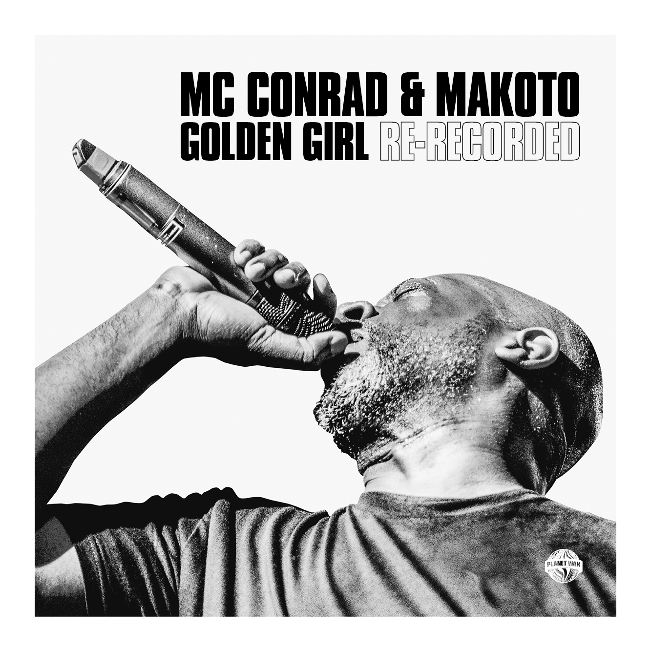 MC Conrad performing, artwork for Golden Girl Re-Recorded